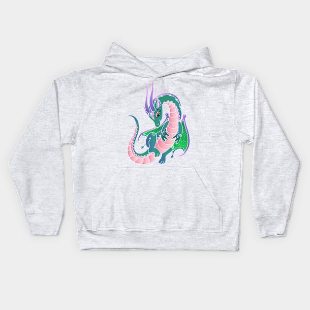 Mystical Magic Dragon Fantasy Art Kids Hoodie by AlondraHanley